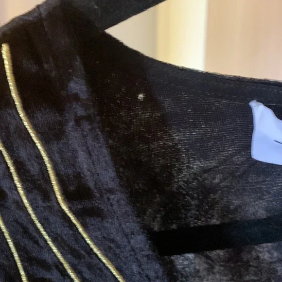 & Other Stories Black Velvet w/ Gold Stitched Flame design Long Sleeve Dress. 4 - Picture 3 of 8